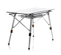 Wiltec Tavolo da campeggio pieghevole e multifunzione grigio 90x53cm in alluminio