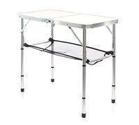 Wiltec Tavolo da campeggio portatile in alluminio 80x40cm regolabile in altezza 70/56/44/33cm bianco