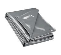 Wiltec Telone occhiellato grigio 5 x 8 m resistente alle intemperie e a raggi UV, impermeabile, robusto telo di protezione in poliestere 650 g/m² con rivestimento in PVC