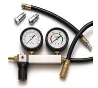 Wiltec Tester compressione motori a benzina, con adattatori, set per test di perdita del cilindro