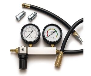 Wiltec Tester compressione motori a benzina, con adattatori, set per test di perdita del cilindro