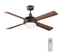 Wiltec Ventilatore da soffitto Ø 122 cm con 4 pale, lampadario ventilatore con 3 velocità, telecomando, timer, modalità estiva e invernale, 53 W