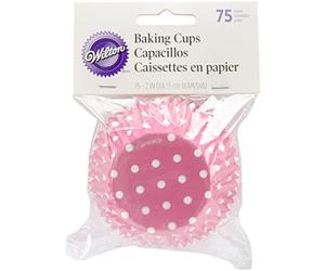 Wilton 75 Pirottini Muffin Rosa con Pois Bianchi