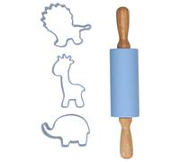 Wilton Baking Kit Animals 4 Pezzi: Set da Forno per Bambini con Mattarello, Formine Biscotti Giraffa, Leone ed Elefante, Tagliabiscotti, Riutilizzabile - Set/4
