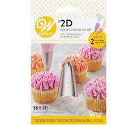 Wilton Beccucci in Acciaio Inox #2D Drop Flower, Beccucci Sac a Poche, Piping Tip Riutilizzabile per Decorare Torte, Cupcake, Biscotti, Pasticcini - 3 Pezzi