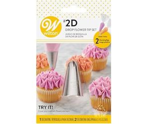 Wilton Beccucci in Acciaio Inox #2D Drop Flower, Beccucci Sac a Poche, Piping Tip Riutilizzabile per Decorare Torte, Cupcake, Biscotti, Pasticcini - 3 Pezzi