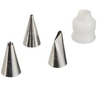 Wilton Beccucci in Acciaio Inox #3#18#104 in Accoppiatore, Beccucci Sac a Poche, Piping Tip Riutilizzabile per Decorare Torte, Cupcake, Biscotti, Pasticcini - 4 Pezzi