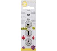 Wilton Beccucci in Acciaio Inox Set #104, #352, #224, Beccucci Sac a Poche, Piping Tip Riutilizzabile per Decorare Torte, Cupcake, Biscotti, Pasticcini - Set/3
