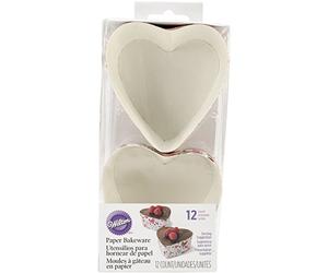 Wilton Confezione 12 Stampi per Cottura a Cuore Monouso, Carta, Rosa