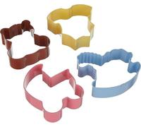 Wilton Cookie Cutter Baby Theme, 4 Pezzi: Formine Biscotti Bebè Neonato, Stampini di Metallo: Pagliaccetto, Carrozzina, Cavallo a Dondolo e Orsetto, DIY - Set/4