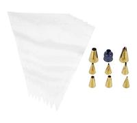 Wilton Golden Decorating Tip Decorazioni per Dolci, Set/17 | Set di Beccucci Dorati per Torte e Cupcake, 8 Beccucci in Acciaio Inox con 8 Sac à Poche Usa e Getta e Adattatore