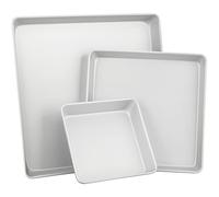 Wilton Performance Pans Stampi Quadrati in Alluminio Anodizzato - Teglie Resistenti e Antiruggine per Torte a Strati e da Cerimonia - Set 3-20x20 cm, 35x35 cm, 40x40 cm