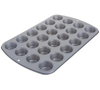 Wilton Piastra Muffin Antiaderente CAVITA' Teglia Muffins, Alluminio, Nero, Mini Cupcake 24 Holes