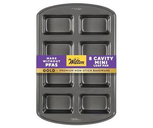 Wilton Piastra Mini PLUMCAKE 8 cavità Utensili da Cucina, Acciaio, Nero, 15.2 in x 9.5 in x 1.6