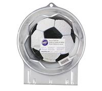 Wilton Stampo da Forno a Forma di Pallone Da Calcio 3D, Stampo per Dolci in Alluminio Palla Realistica Per la Cottura di Torte per Bambini, Di Compleanno e per Feste - 30 x 20 x 7,5 cm