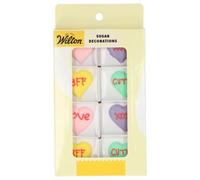 Wilton Sugar Decorations Love Notes Set: 8 Decorazioni di Zucchero con Messaggi d’amore e Cuori con Dolci Scritte, Ideali per Decorare Cupcake, Torte e Biscotti - Set/8