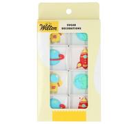 Wilton Sugar Decorations Space Adventures Set: 8 Decorazioni di Zucchero a Tema Avventure Spaziali con Astronauti, Pianeti, Razzi e la Terra, Ideali per Decorare Cupcake, Torte e Biscotti - Set/8