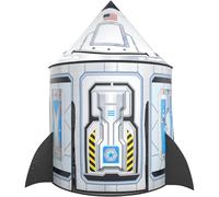 Wilwolfer Tenda da gioco della nave razzo, grande fortino pop-up dell'astronauta per bambini, casa da gioco dell'astronave per interni e all'aperto, regalo per l'avventura spaziale dai 3 agli 8 anni.