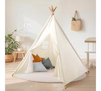 Wilwolfer Tenda per Bambini, 100% Cotone Tenda Gioco Bambini con Bandiere Colorate & Borsa Portaoggetti - Tende Indiana Teepee