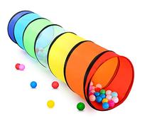 Wilwolfer Tunnel Gioco per Bambini - Alta Qualità 180cm Tenda Bambini con Mesh - Pieghevole Pop-upTubi Gioco Regalo Giocattolo Interni Esterni Giardino (Arcobaleno)