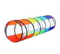 Wilwolfer Tunnel Gioco per Bambini - Alta Qualità 180cm Tenda Bambini con Mesh - Pieghevole Pop-upTubi Gioco Regalo Giocattolo Interni Esterni Giardino (Arcobaleno con Rete)