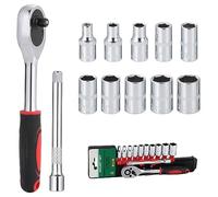 WiMas 12PCS Set di bussole metriche Set di chiavi a cricchetto da 1/4 di pollice con barra di prolunga e 10pcs set corto 4-13 mm per l'installazione domestica auto meccanica