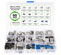 WiMas 95PCS USB 2.0 3.0 Tipo A Maschio Femmina Jack Porta Presa Connettore, USB Spina Adattatore Connettore Saldare Prese USB Tipo A Connettore USB per Saldare Montaggio PCB