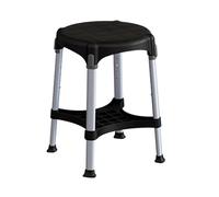 Wimed Sgabello tondo king per Bagno nero con vassoio e altezza regolabile Nero