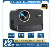 Proiettore Wimius 4k supportato 30000 lumen Messa a fuoco automatica/Keystone Full Hd 1080p Nativo Black