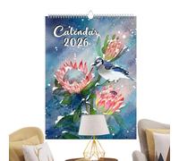 Wimnqie Calendario per uccelli 2026 da parete - Uccelli esotici calendario di pianificazione 12 , design artistico, amanti della natura, collettivo, per studio, cucina, appartamento, camera da