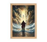 Wimnqie Lampada di Gesù - Immagine 3D illuminata con LED | Pittura religiosa a LED come arte da parete e decorazione cristiana ispiratrice per la casa, la camera da letto, la chiesa di Pasqua Natale