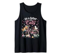 Wimsical Kittens on Bike Filato Cat Feline Design Canotta