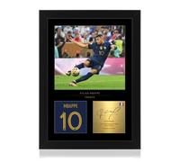 Win FC Espositore con foto autografata da Kylian Mbappe, formato A4, con firma digitale riprodotta, regalo per gli appassionati di calcio