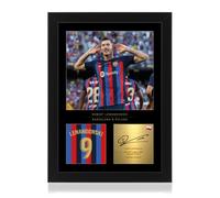 Win FC Espositore con foto autografata da Robert Lewandowski, formato A4, con firma digitale riprodotta, regalo per i fan del Barcellona