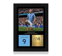 Win FC Espositore con foto autografata di Erling Haaland, formato A4, con firma digitale riprodotta, regalo per i fan del Manchester City