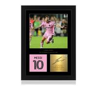 WIN FC Lionel Messi - Espositore con foto in formato A4, riprodotta con firma digitale, regalo per i fan di Miami e Argentina