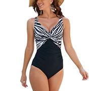 WIN.MAX Costumi da Bagno Interi per Donna Scollo a V Costume Intero Donna con Controllo della Pancia Monokini con arricciature, per Coppe da D a G