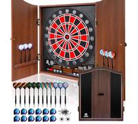 WIN.MAX Freccette Elettronico, Set di Armadio Decorativo Bersaglio Freccette Offre 34 Giochi per un Massimo di 8 Giocatori tra cui 12 Frecce a Punta Morbid (Nero)