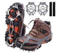 WIN.MAX Ramponi da Ghiaccio a 19 Denti Tacchette da Ghiaccio in Acciaio Inossidabile Spikes Neve Ramponi Portabile con Ottimo Grip per Picco di Ghiaccio Escursionismo Moutaineering (Grigio, M)