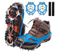 WIN.MAX Ramponi da Ghiaccio a 19 Denti Tacchette da Ghiaccio in Acciaio Inossidabile Spikes Neve Ramponi Portabile con Ottimo Grip per Picco di Ghiaccio Escursionismo Moutaineering (Blu, M)