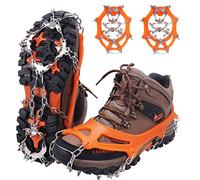 WIN.MAX Ramponi da Ghiaccio a 19 Denti Tacchette da Ghiaccio in Acciaio Inossidabile Spikes Neve Ramponi Portabile con Ottimo Grip per Picco di Ghiaccio Escursionismo Moutaineering (Giallo, L-New)