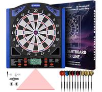 WIN.MAX Set di freccette freccette Giochi di freccetta elettronica Target Freccette Profi Set per Throw Line Batterie/Adattatore per 1 a 8 Giocatori 34 Giochi con 12 freccette