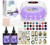Winartton Kit per la creazione di gioielli in resina UV, kit di resina UV con luce e stampi, UV bifacciale per la polimerizzazione della resina, starter kit di resina UV per la creazione di gioielli