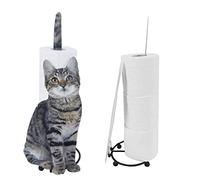 WINBST Portarotolo di carta in metallo, motivo gatto di carta, portarotolo decorativo e porta carta igienica, 15,5 x 15,5 x 44,6 cm