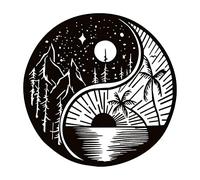 WINBST Yin Yang - Decorazione da parete in metallo Tai Chi, decorazione da parete, con sole naturale e luna, per yoga, bagno, camera da letto, ufficio, 29 x 29 cm