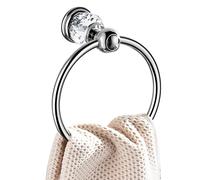 Wincase argento cristallo singolo asciugamano bar Holder, costruzione in lega di zinco accessori bagno a parete con base cromata finito, Lega, Silver, Towel Ring