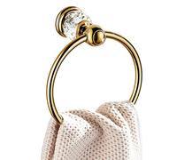 Wincase europeo singola barra porta asciugamani porta asciugamani mm, in oro lucido finitura struttura in lega di zinco per bagno con base in cristallo con montaggio a parete, Lega, Gold, Towel Ring