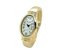 Wincci Orologio analogico al quarzo da donna con cassa ovale in metallo, quadrante bianco con numeri neri facili da leggere, lancette per ore, minuti e secondi, Oro, moderno