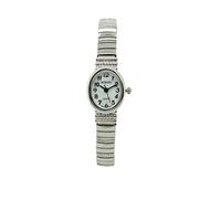 Wincci Orologio da donna classico, piccolo, ovale, elastico, analogico, al quarzo, alla moda, Argento, classico