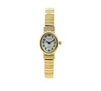 Wincci Orologio da donna classico, piccolo, ovale, elastico, analogico, al quarzo, alla moda, Oro, classico